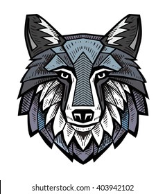 vector color Wolf head on white background