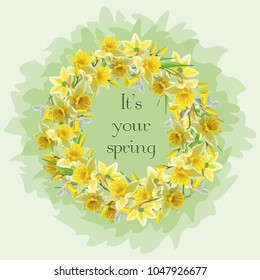 vector color a wreath of daffodils 