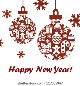 vector color xmas and new year background on white