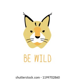 vector color yellow black spot lynx big cat animal simple scandinavian style childish for your paper textile design