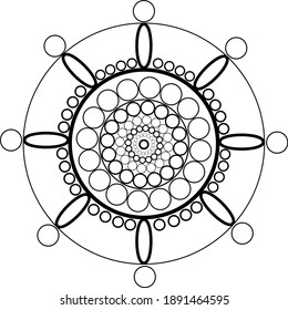 Vector colorable black and white mandala ornament