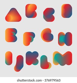 vector colored alphabet font icon logo set