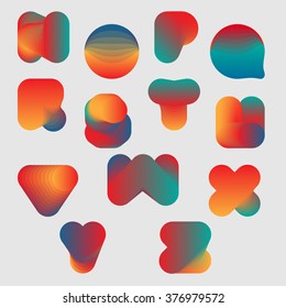 vector colored alphabet font icon logo set