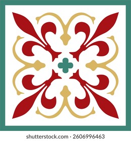 Vector colored ancient Roman ornament elements. Classic European parts of patterns. Lilies and crowns
