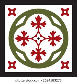 Vector colored ancient Roman ornament elements. Classic European parts of patterns. Lilies and crowns
