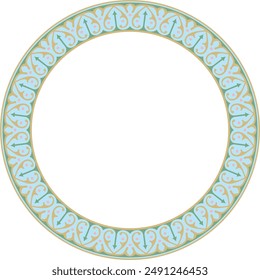 Vector colored arabic national round ornament.  Ethnic circle, frame, ring of eastern peoples. Persian painting.
