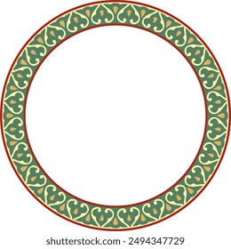 Vector colored arabic national round ornament.  Ethnic circle, frame, ring of eastern peoples. Persian painting.
