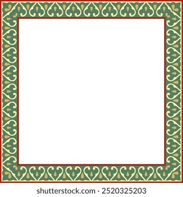 Vector colored arabic national square ornament.  Ethnic rectangle, frame of eastern peoples. Persian painting.
