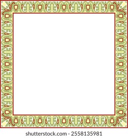 Vector colored arabic national square ornament.  Ethnic rectangle, frame of eastern peoples. Persian painting.
