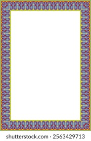 Vector colored arabic national square ornament.  Ethnic rectangle, frame of eastern peoples. Persian painting.
