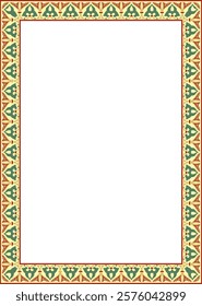 Vector colored arabic national square ornament.  Ethnic rectangle, frame of eastern peoples. Persian painting.
