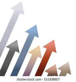 Vector colored arrows background in growth