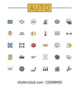 Vector Colored Auto Line Icons