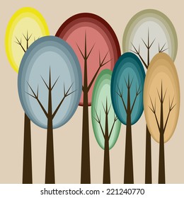 Vector colored autumn trees