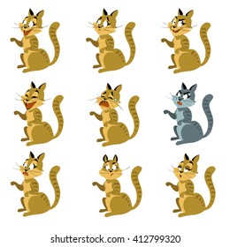 vector colored background with nine funny cats for your design