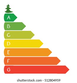 Vector colored bars of different sizes with letters and a small tree / infographics environmental growth