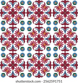 Vector colored beautiful unusual floral minimalistic pattern. Ornament. Stylized floral in retro style.
