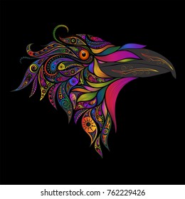 Vector colored bird from patterns