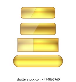 vector colored blank web buttons set - golden