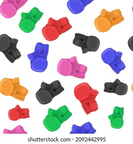 Vector Colored Boxing Glove Icon Isolated on White Background. Seamless Pattern.