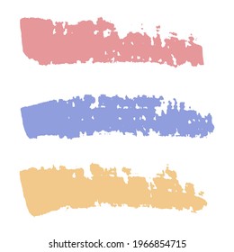 Vector colored brush strokes on white background. Pink, blue and yellow ink for illustration, print, design, backgrounds and other