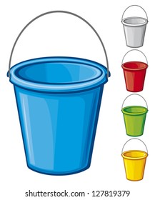 vector colored bucket with handle 