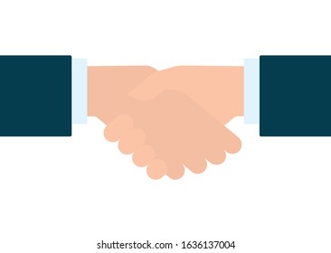 Vector colored business hands. Shaking hands. Isolated on white background.