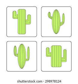 vector colored cactus icons concept on a white background