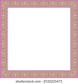 Vector colored classic Greek square ornament. Rectangle of Ancient Greece and Roman Empire. Byzantine painting of walls, floors and ceilings. Decoration of European palaces.
