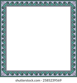 Vector colored classic Greek square ornament. Rectangle of Ancient Greece and Roman Empire. Byzantine painting of walls, floors and ceilings. Decoration of European palaces.
