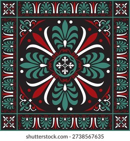 Vector colored classic Greek square ornament. Rectangle of Ancient Greece and Roman Empire. Byzantine painting of walls, floors and ceilings. Decoration of European palaces.
