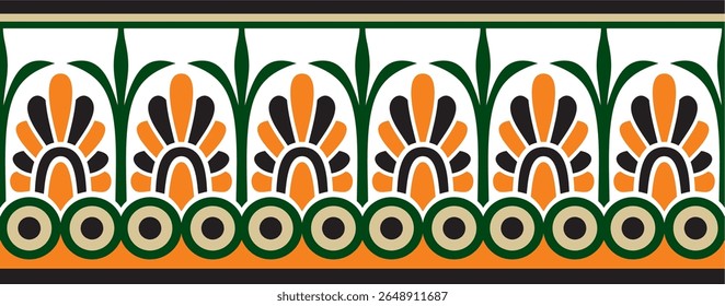 Vector colored classic seamless european national ornament. Ethnic pattern of the Romanesque peoples. Border, frame of ancient greece, roman empire.