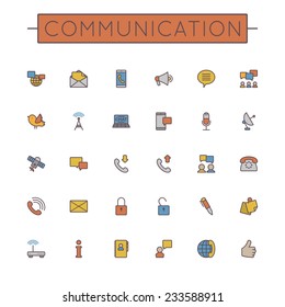 Vector Colored Communication Line Icons