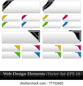 The Vector Colored  Corner Ribbon Set eps 10