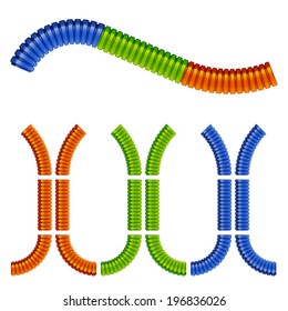 vector colored corrugated flexible tubes