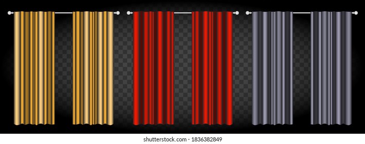 Vector colored curtains on transparent background