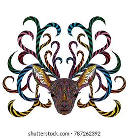 Vector colored deer with branching horns