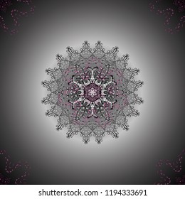 Vector colored design abstract mandala sacred geometry illustration on a gray, neutral and black colors.