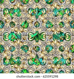 Vector colored design abstract mandala sacred geometry illustration on a green stripe background.