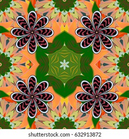 Vector colored design abstract mandala sacred geometry illustration on a violet background.