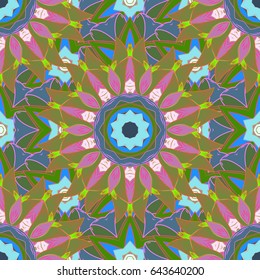 Vector colored design abstract mandala sacred geometry illustration on a white background.