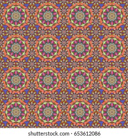 Vector colored design abstract mandala sacred geometry illustration on a colorful background.
