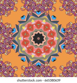 Vector colored design abstract mandala sacred geometry illustration.