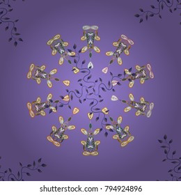 Vector colored design abstract mandala sacred geometry illustration on a violet, white and neutral colors.