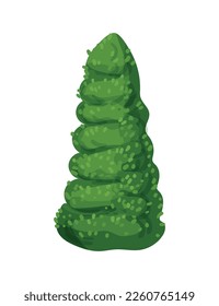 Vector de arbustos de colores detallados. Elementos de paisaje aislados en fondo blanco.