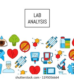 Vector colored diabetes icons background with place for text illustration