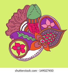 vector colored doodle ornament