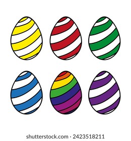 Vector colored Easter eggs. Set of colored striped eggs.