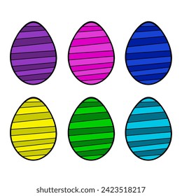 Vector colored Easter eggs. Set of colored striped eggs.