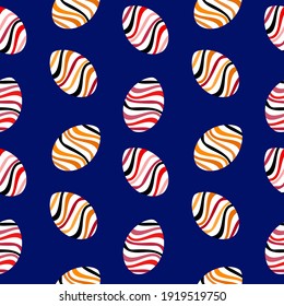 Vector - colored eggs. Seamless pattern, watercolor illustration.